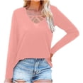 thumbnail image 1 of T-Shirt Décontracté à Manches Longues et Col Rond Uni pour Femmes, 1 of 1