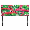 thumbnail image 3 of Flamingo Headboard, Flamingos Sitting on Macro Tropic Exotic Leaves Graphic in Retro Style Art, Upholstered Decorative Metal Bed Headboard with Memory Foam, Full Size, Pink Green, by Ambesonne, 3 of 4