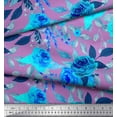 thumbnail image 2 of Soimoi Purple Georgette Viscose Fabric Rose Floral Printed Fabric 1 Yard 42 Inch Wide, 2 of 3