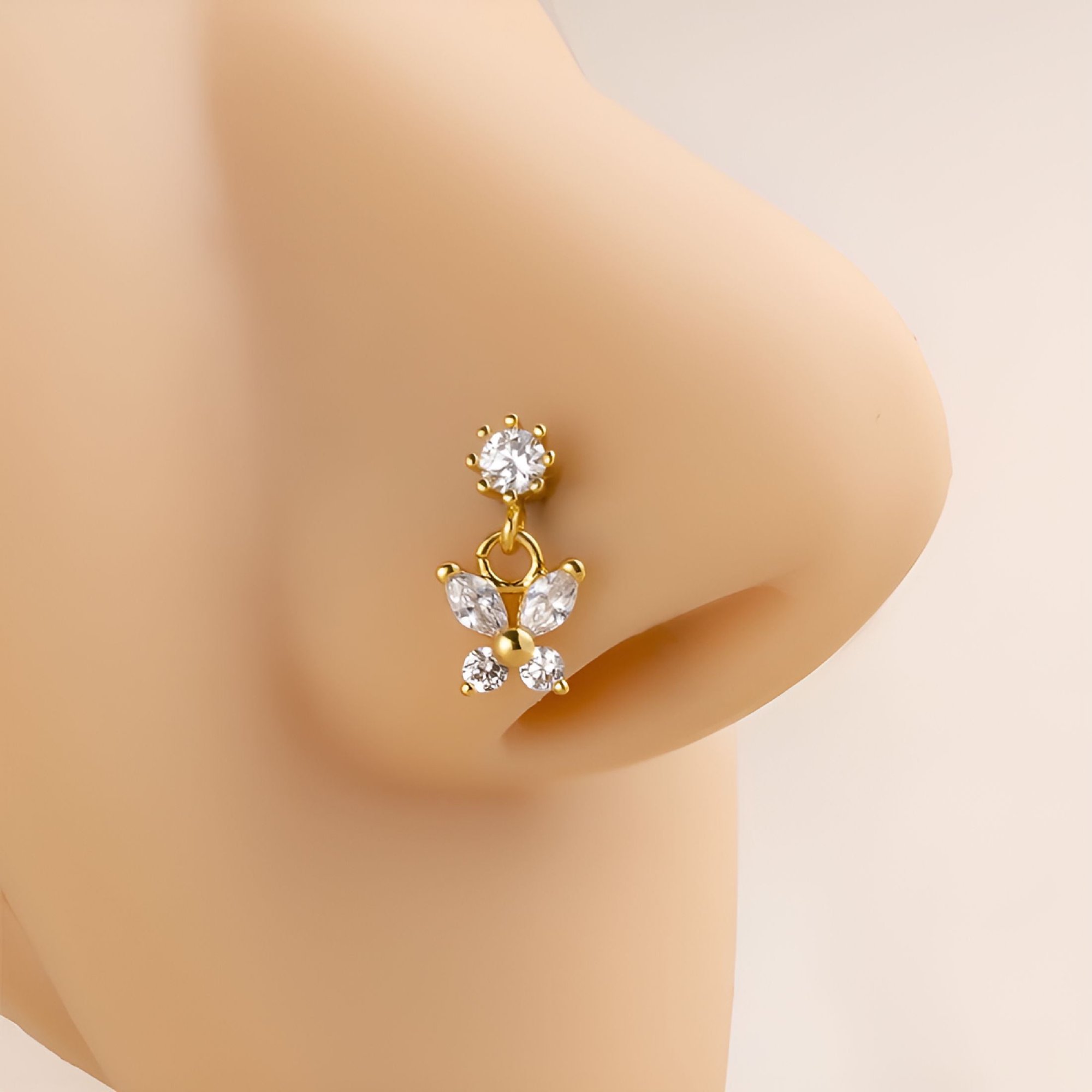 DESIGNICE 2026 New 1Pc 316L Surgical Stainless Steel Screw Nose Ring Butterfly Dangle Nose Studs Nose Piercing Jewelry for Women for Daily Wear, Fashion, Body Piercings, Special Occasions.