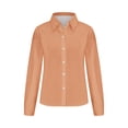 thumbnail image 5 of TKLPEHG Dressy Tops for Women Lapel Button Shirt Fashion Solid Color Casual Lightweight Comfy Long Sleeve T Shirt Loose Fall Tops Blouses Pullover (Beige,M), 5 of 5