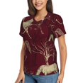 thumbnail image 2 of Womens Short Sleeve T Shirts Casual V Neck Tops Tee, Vintage Horses Tree Horse, 2 of 6
