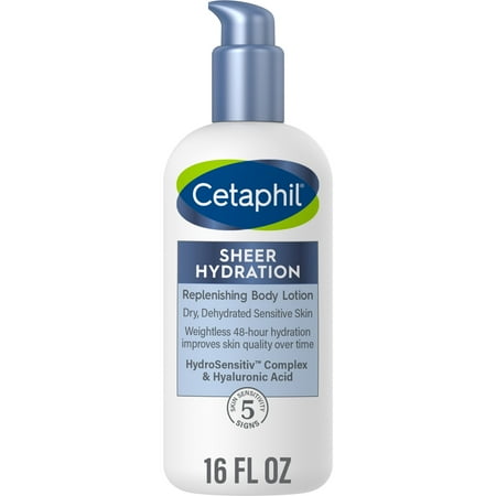 Cetaphil Sheer Hydration Replenishing Body Lotion for Dry Skin, Fragrance Free, 16oz