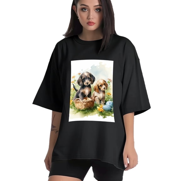 Plus Size Shirt for Women Black Tops for Women Short Sleeves Shirt for Women Puppy T Shirt Crewneck Shirt for Women XS