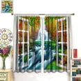 thumbnail image 3 of Autumn Landscape Blackout Curtains,Fall Morning Mountain Nature Forest Lake Clear Water Rod Pocket Window Treatment for Living Room 84x84 Inch, 3 of 6