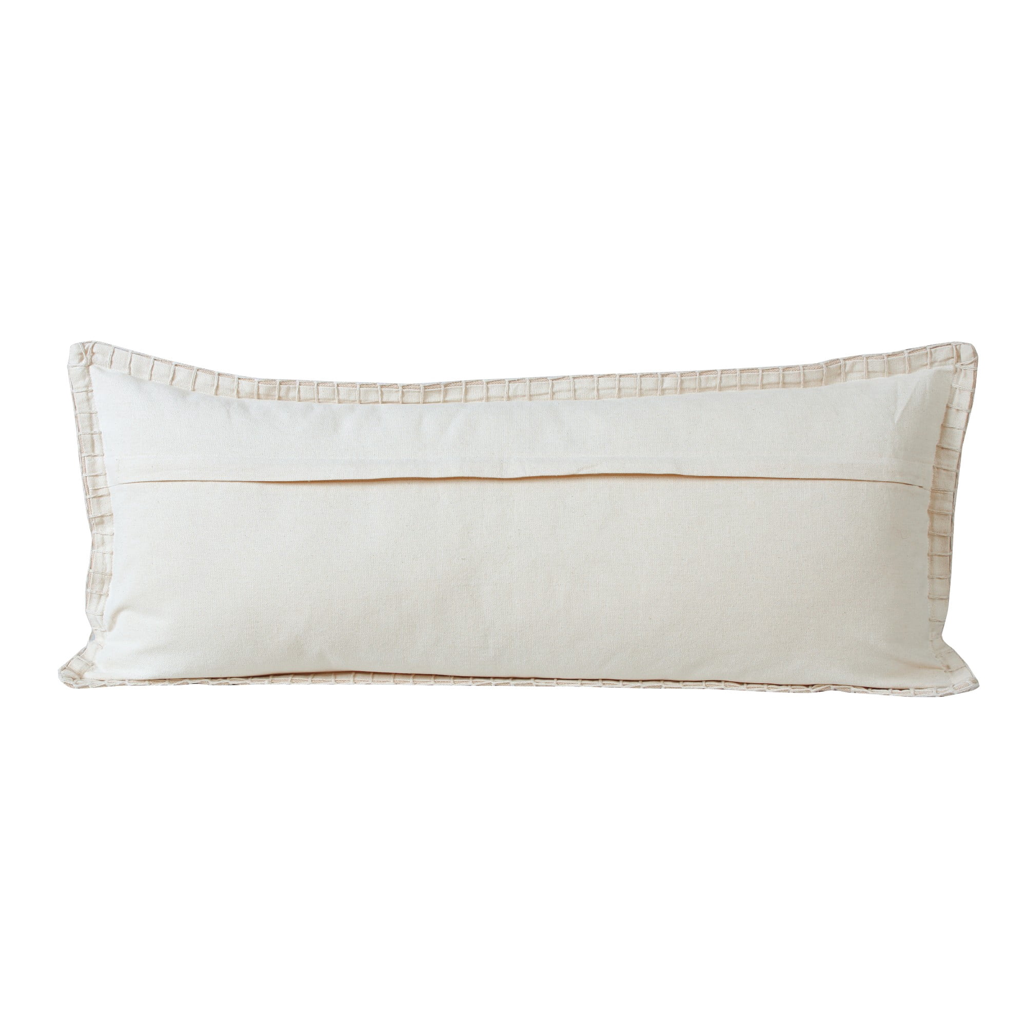 Laddha Home Designs Handwoven Whipstitch Cotton Lumbar Pillow Cover - 36" - Beige