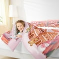 thumbnail image 4 of Manfei Xmas Gingerbread House Bedding Comforter Set,Cute Cartoon Snowman Twin Comforter Sets,Pink Brown White Bedding Set For Kids Gitl,Ultra Soft Home Decor Reversible,2 Pieces, 4 of 8