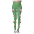 thumbnail image 4 of MKLEKYY Leggings de compresión para mujer Leggings para mujer Leggings de entrenamiento Pantalones con estampado navideño de bloques de color Leggings suaves y elásticos 3609, 4 of 4
