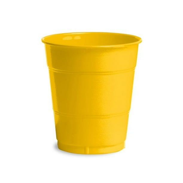 12 oz Solid Plastic Cups School Bus Yellow,Pack of 20 EA