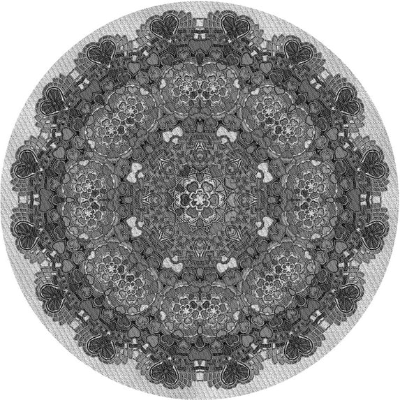 Ahgly Company Machine Washable Indoor Round Transitional Silver Gray Area Rugs, 3' Round