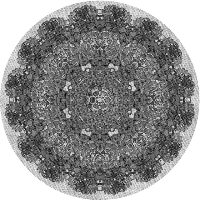 Ahgly Company Tapis Rond Lavable en Machine Intérieur Transitionnel Gris Argenté, 5 Pieds Rond