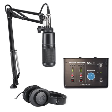 Audio-Technica AT2020 Studio Microphone Pack Bundle with Solid State Logic SSL 2 Audio Interface