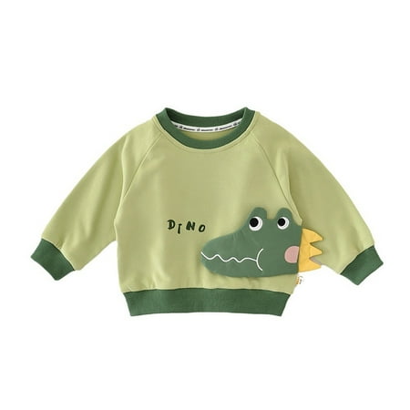 

Baby Boys Fall Long Sleeved Hoodie Children Handsome Going Out Dinosaur Patch Coat Baby Casual Top