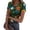 Green(Floral Print), variant on Summer Tops for Women Short Sleeve Ribbed Knit Slim Fitted Hawaiian Shirts for Women Cute Tropical Crew Neck Womens Tops Trendy Tight Stretch Holiday Tees Shirts Orange XL