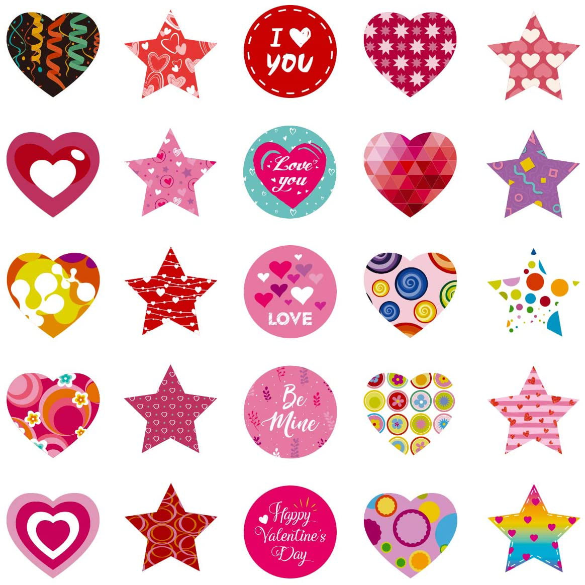 WaaHome 20 Sheets Valentines Heart Stickers Valentines Day Love Decorative Stickers for Kids Party Decorations Scrapbooking Supplies Class Reward 