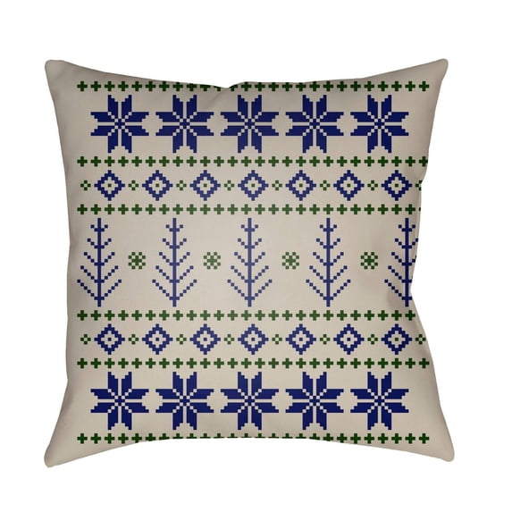 Surya Fair Isle III Tree Stitch Print Outdoor Pillow