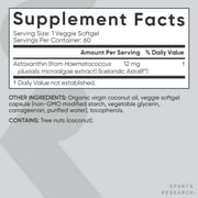 Triple Strength Vegan Astaxanthin from Algae - Non-GMO w/ Coconut Oil - 60 Count
