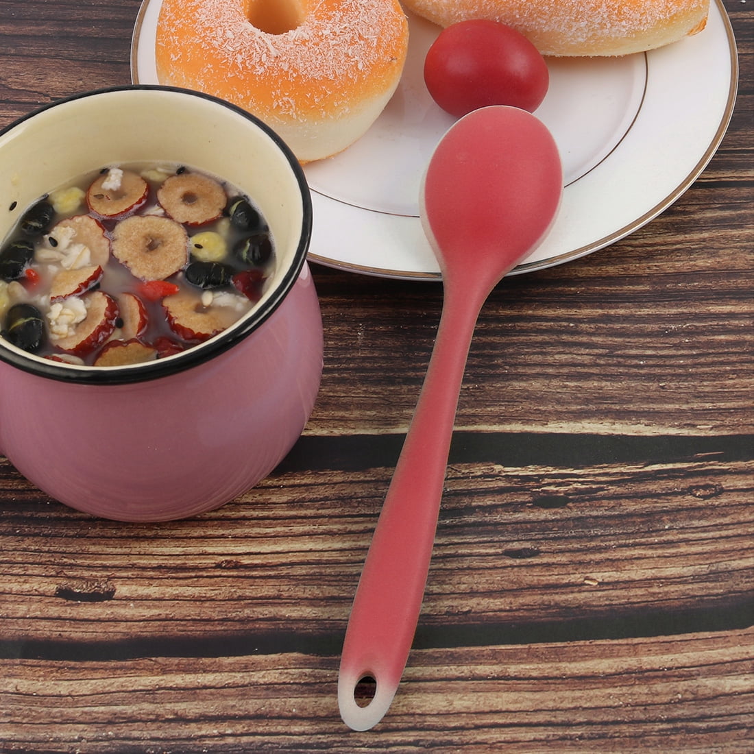 Unique Bargains Dinner Dessert Spoon Serving Eating Utensil for Kitchen Restaurant Coral