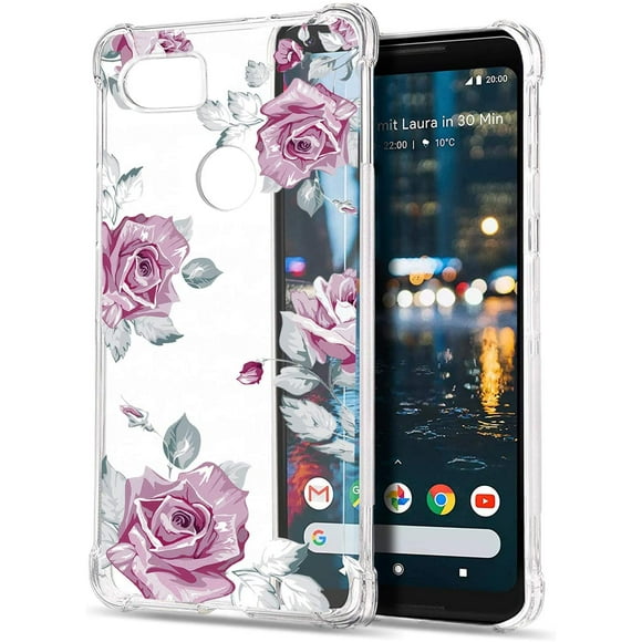 Floral Clear Pixel 2 XL Case for Women/Girls,GREATRULY Pretty Phone Case for Google Pixel 2 XL (2017),Flower Design