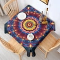 thumbnail image 2 of Colorful Tie Dye Luminous Mandala Pattern Square Tablecloth,Waterproof Square Table Cover,Wipeable Spillproof Washable Table Cover for Home Kitchen Party Decor 52"x52"(132x132cm), 2 of 6
