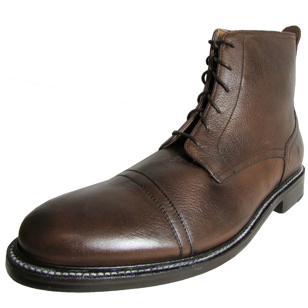 J.D. Fisk Mens Cobra Leather Combat Boot Shoe, Dark Brown, US 13