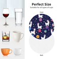 thumbnail image 6 of Naloa Lama in Space Leather Coasters for Drinks, Durable Drink Coasters 4 Set for Tabletop Protection, Luxurious Home Décor and Housewarming Gift ( {designName})Round Shape, 6 of 6