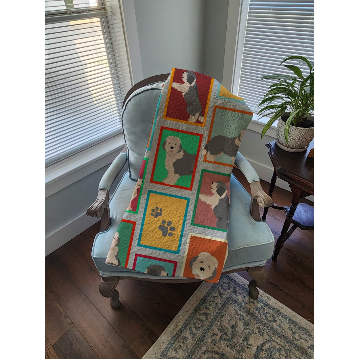 Lots of Old English Sheepdog Quilted Blanket 50x60