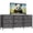 Black+White, variant on Kicctian 9-Drawer Dresser 63" Long TV Stand with Wooden Top & Fabric Storage Dresser for Bedroom,Living Room,Black
