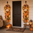 thumbnail image 6 of 2026 NEW Rustic Wooden Pumpkin Door Hanging, Fall Harvest Wall Decor with Maple Leaves Acorn Plaid Bow for Front Porch Home Thanksgiving Decoration, 6 of 9