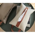 thumbnail image 3 of Caja de cuero de PU para guardar pañuelos faciales, organizador rectangular, decoración con tira para colgar para cocina, restaurante (beige), 3 of 5