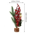 thumbnail image 3 of Save!Mini Christmas Tree Desktop Pine Tree Artificial Christmas Tree And Red Berries Pine Cone Wood Desktop Desktop Christmas Decoration, 10.63*5.12 In, 3 of 13