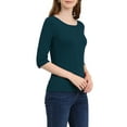 thumbnail image 4 of INSPIRE CHIC Mother's Day Women's Tops Elbow Sleeves Boat Neck Slim Fit Classic Casual Tee Shirt Dark Green XL, 4 of 7