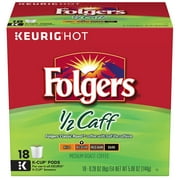 Folgers 1/2 Caff Coffee K-Cup Pods, 18 Count