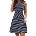 thumbnail image 2 of Vestidos Casuales para Mujer 2025, Minivestidos A Rayas Sin Mangas, Cintura Alta, Corte A. Azul Marino M, 2 of 10