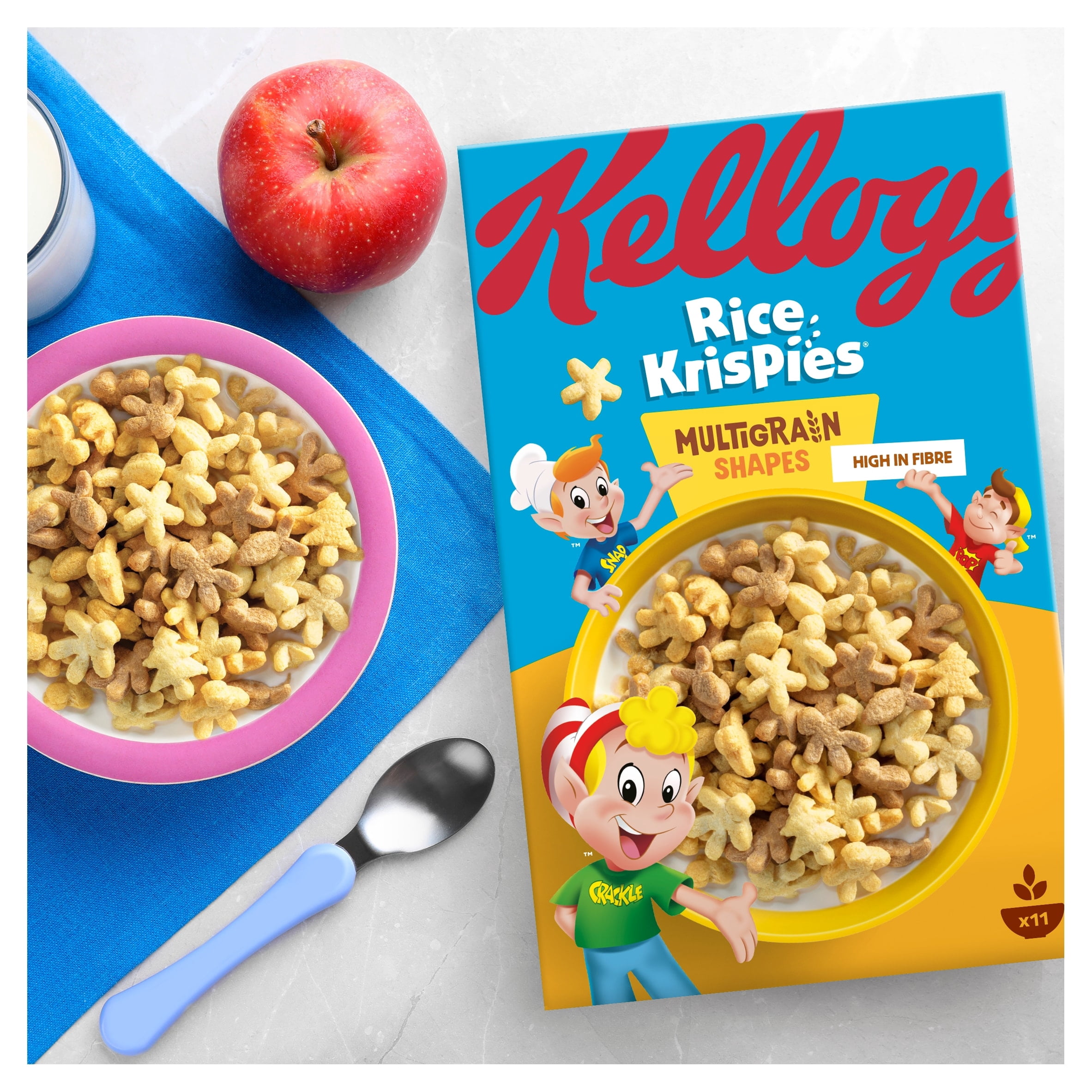 Kellogg's Rice Krispies Multigrain Shapes Breakfast Cereal 350g, Imported from Britain