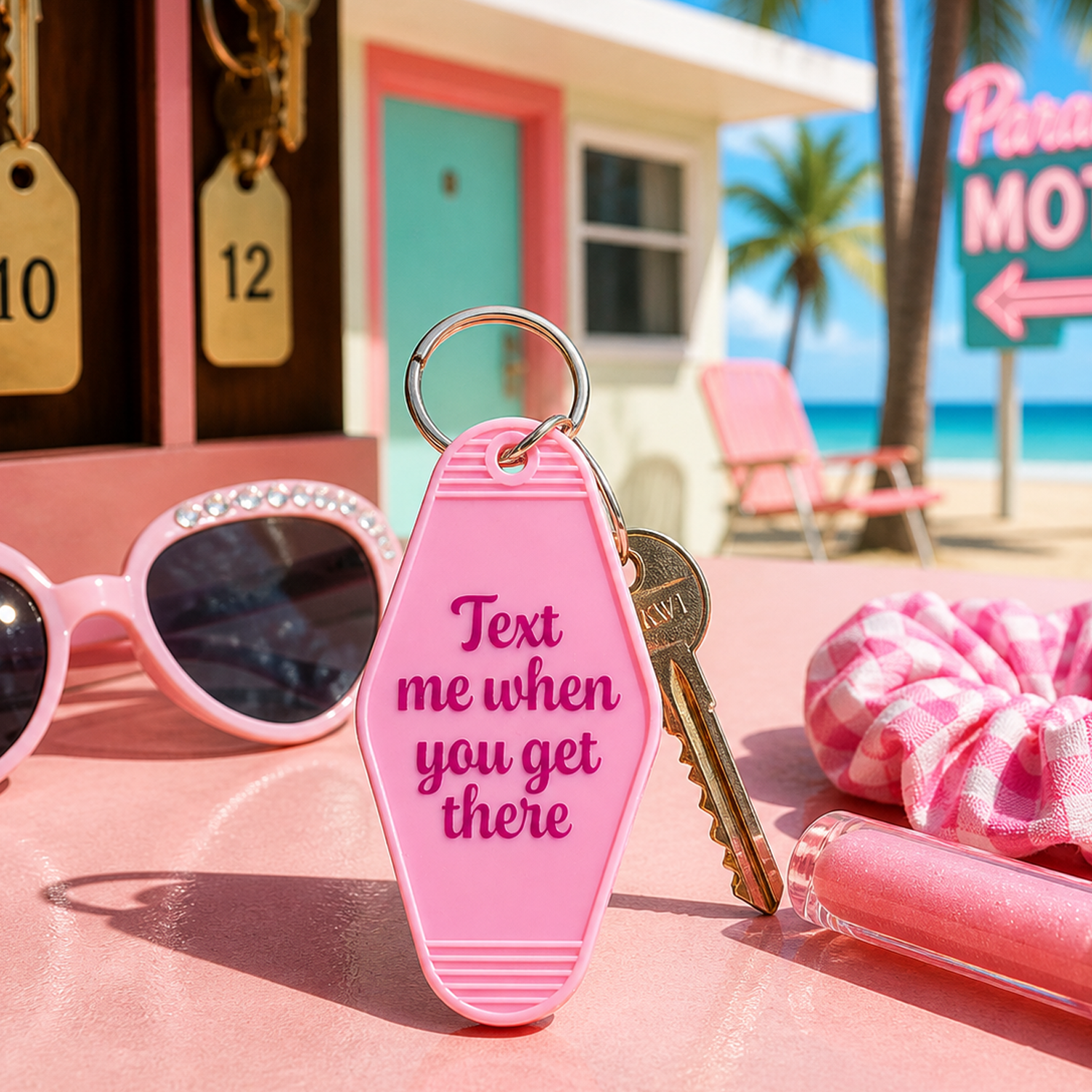 U Style Hotel Keychain, Text Me When You Get Here, 1.77" x 0.2" x 3.5"