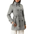 thumbnail image 1 of INSPIRE CHIC Women's Winter Double Breasted Stand Collar Mid Length Trenchcoat, 1 of 7