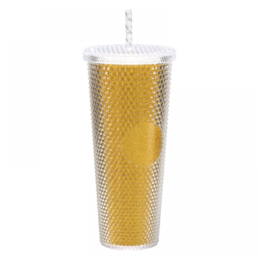 24oz Large Capacity Creative Double-Walled Straw Cup with Durian Texture, Iridescent Colors, and BPA-Free Food-Grade PP Material