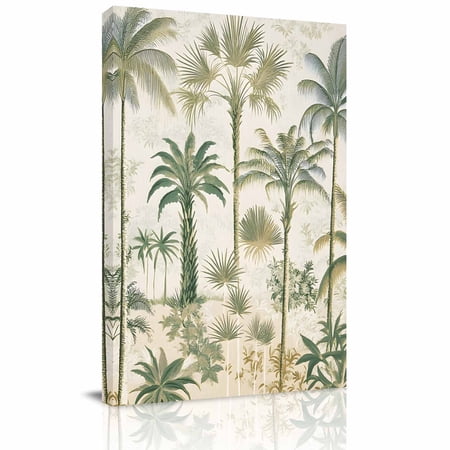 Canvas Wall Art Palm Tree Framed Canvas Prints for Bathroom Hallway Sage Green Tropical Nature Plant Watercolor Small Gallery Wrapped Wall Decor for Home Office Gifts 8 x10 Ship Next Day