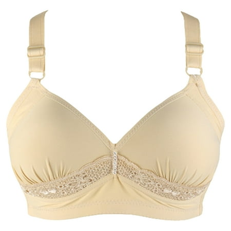 

YWDJ Nursing Bras Women Fashion Printed Bra Wire Free Underwear One-Piece Bra Everyday Underwear Beige 95