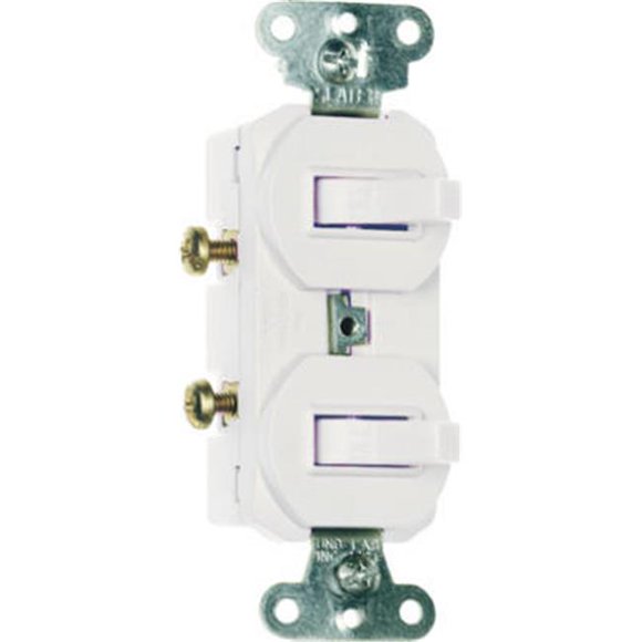 Pass & Seymour 690WGCC6 2-Single Pole Switches, 15A, White