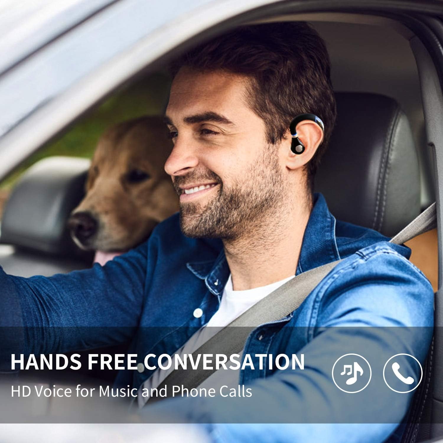 Bluetooth Headset, Wireless Earpiece V5.0 Ultralight Hands Free Business Earphone with Mic for Business/Office/Driving