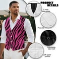 thumbnail image 6 of Yuyamidu Pink Zebra Stripe Men's Slim Fit Suit Vest Waistcoat with 3 Pockets for Business Formal Wedding Prom and Casual Tuxedo Wear Size S, 6 of 7