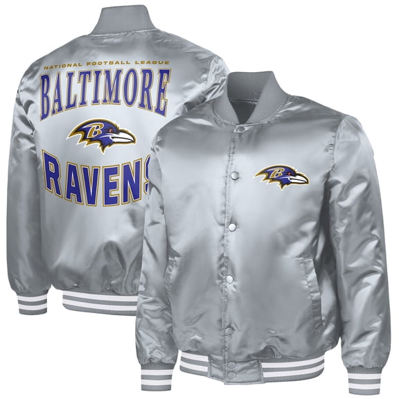 Men's G-III Sports by Carl Banks  Gray Baltimore Ravens Adaptive Full-Snap Varsity Jacket