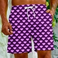 thumbnail image 2 of Penkiiy Men Drawstring Valentine's Day Love Print Beach Casual Trouser Shorts Pant XS Purple, 2 of 9