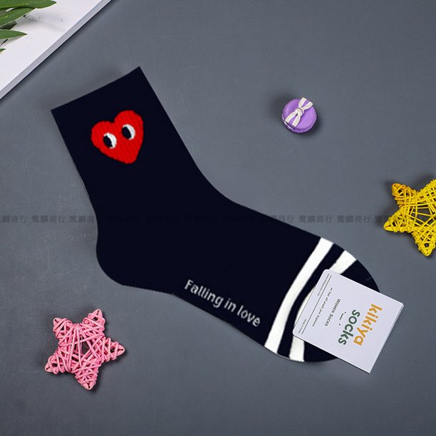 Estilo Japonés Street Wear Personalizado Deportes Mujeres Calcetines Negro Blanco Rayas Lunares Color Sólido Amor De Moda Medio Tubo Casualpangjing