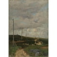 thumbnail image 2 of Frits Thaulow 11x14 Black Ornate Wood Framed Double Matted Museum Art Print Titled: View from Jaren (1878), 2 of 5