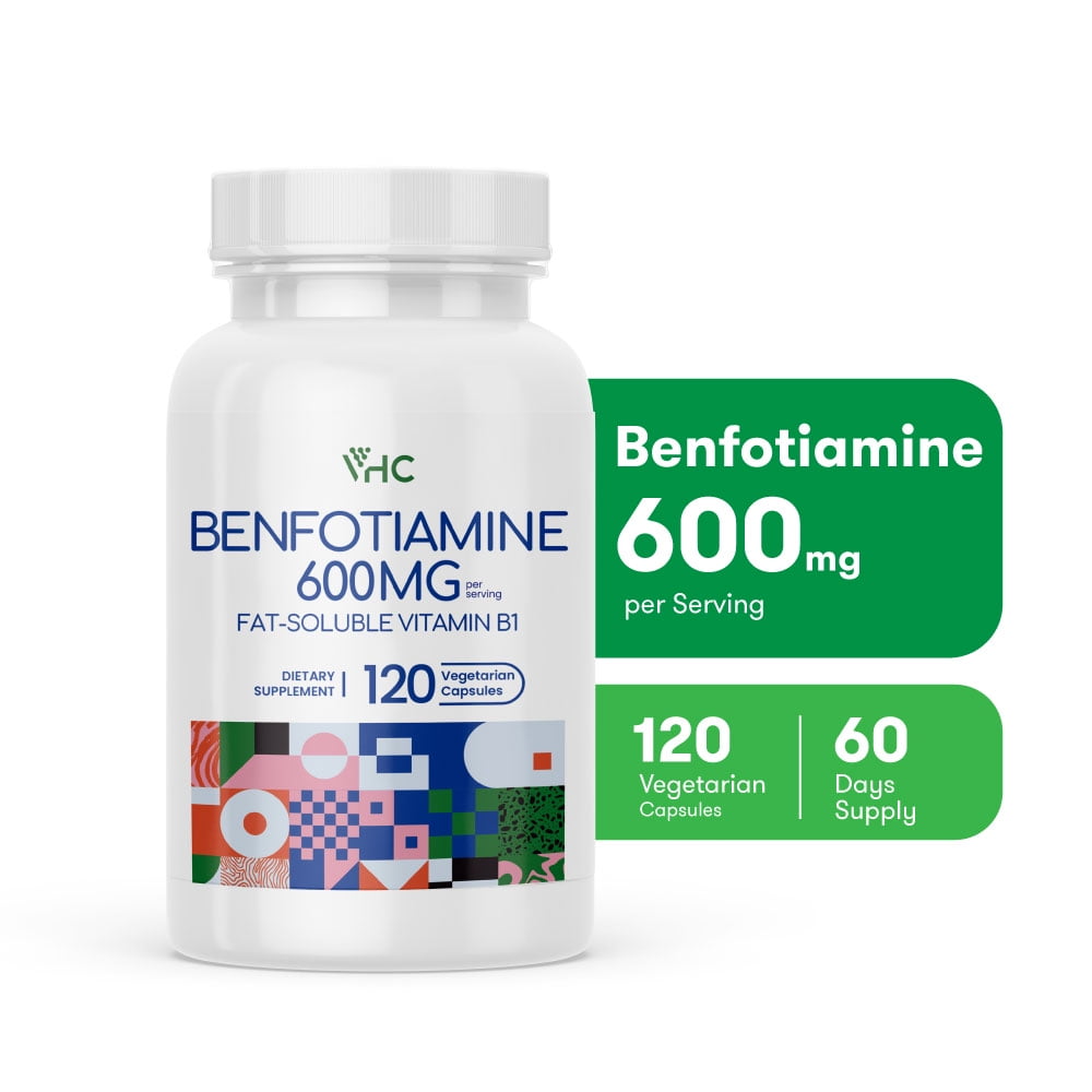 VHC Vitamin B1 Benfotiamine Supplement 600mg Fat-Soluble Thiamine 120 Veggie Capsules
