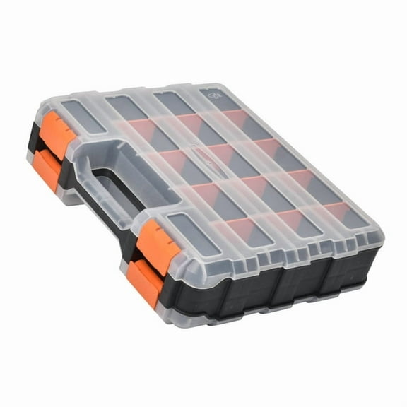 Plastic Sorting Box with Compartments Double Side Tools Box Tool Part Container Bin with Lid Display Storage Case