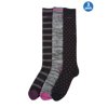 DKNY Ladies Striped Dotted Knee High Boot Socks Black Grey & Purple 5-9 Womens